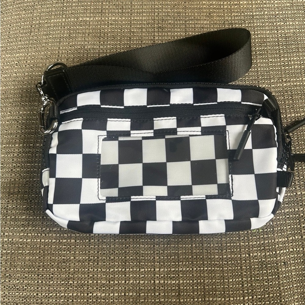 Checkered Black and White wristlet double sided